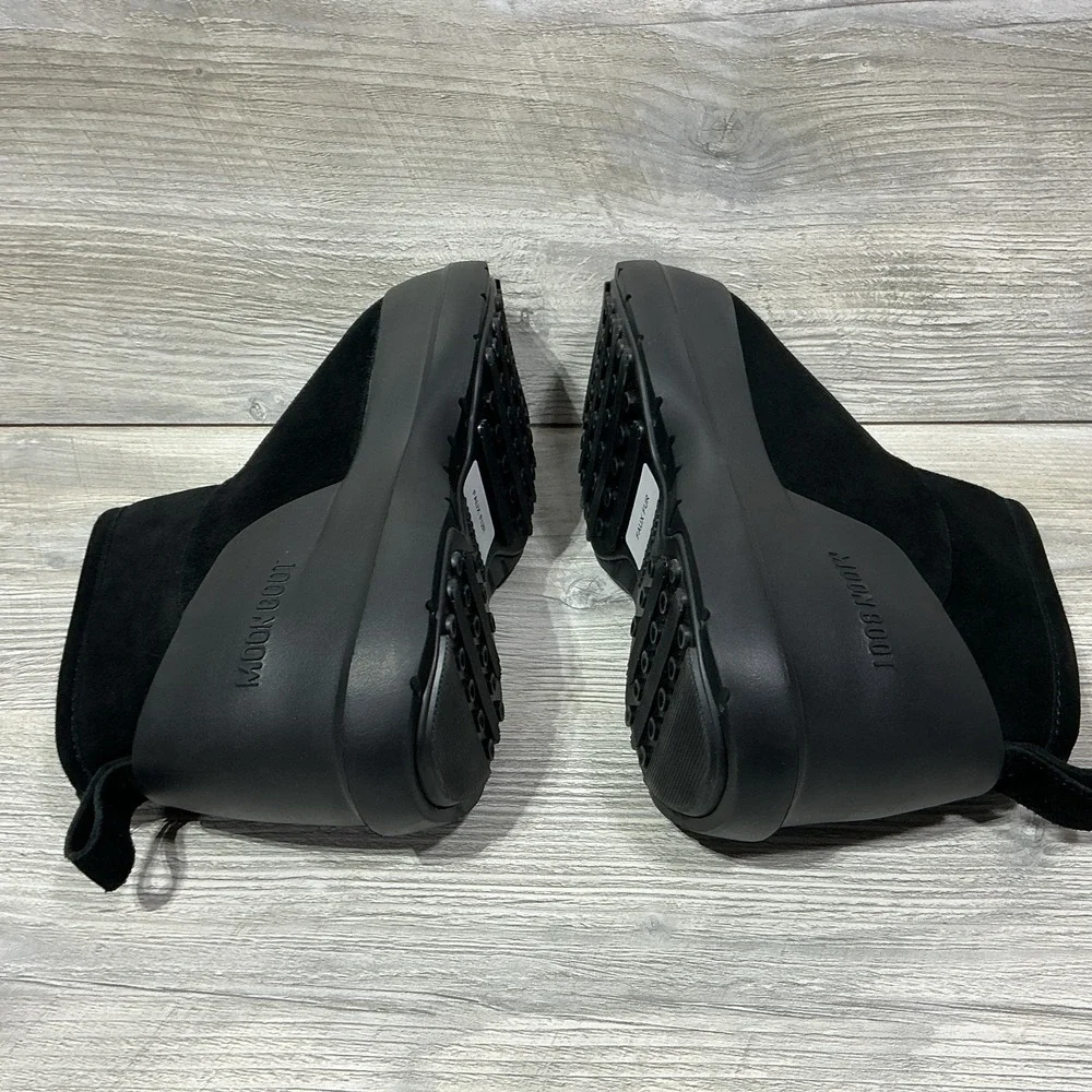 Moon Boot Luna Womens Low Suede Snow Boots Size 8 US Black Slip On